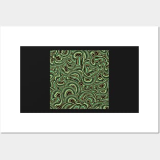 Swirly Textured Ribbons, Green Earthy Hues Posters and Art